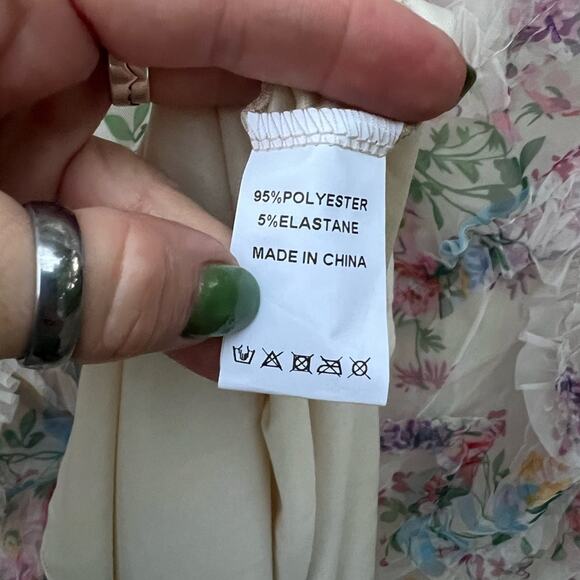 Faeriesty Ruched Bustier Ruffle Trim Hem Floral Print Tube Corset Dress 5X - Picture 11 of 12